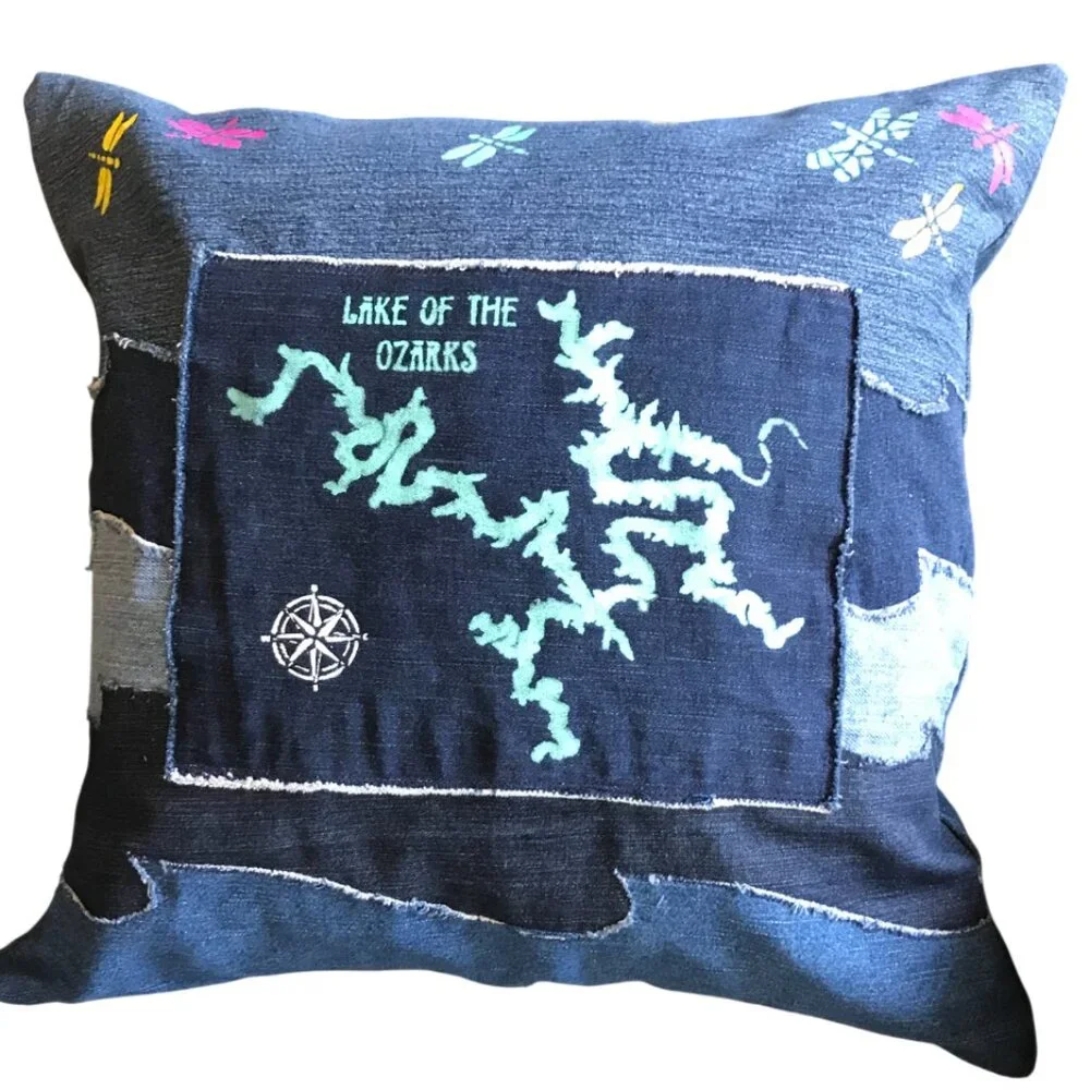 Lake of the Ozarks Pillow Cover 18 x 18 Summer House Cabin Decor Boating Fishing